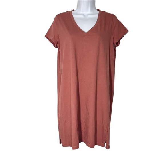 Madewell Dresses & Skirts - Madewell Women’s Casual V-neck T-shirt Mini Dress Coral Size Medium